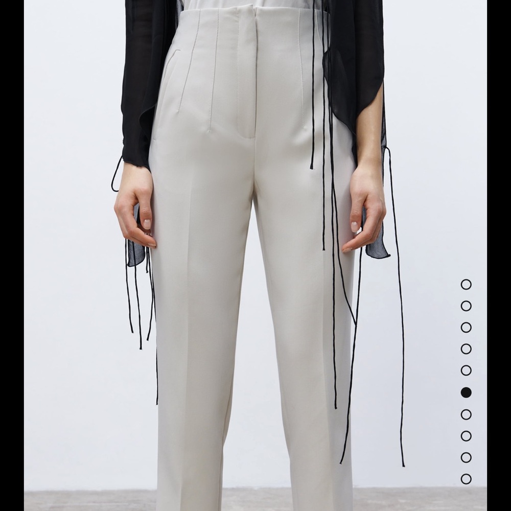 NWT Zara High Waisted Trousers Oyster White (Size L)